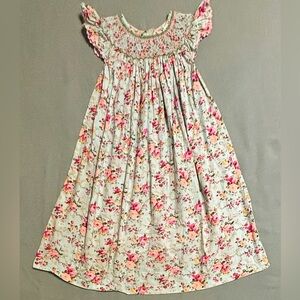 Vintage Five Little Monkeys Floral Smocked Girls Dress